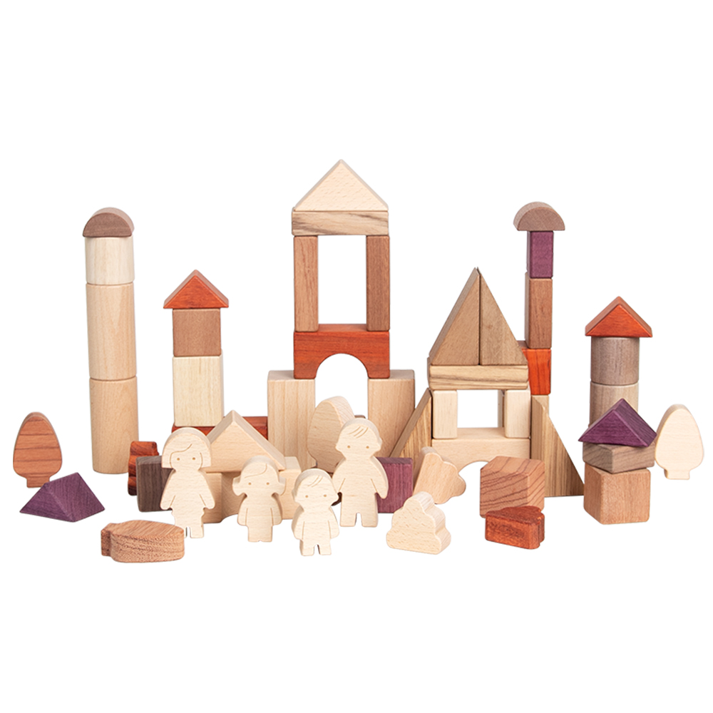 56-Piece Wooden Family Blocks