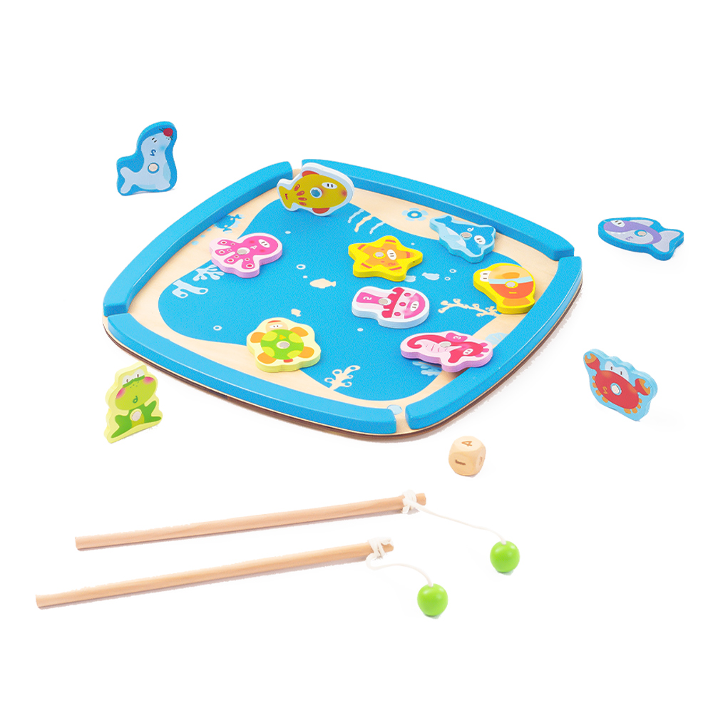 Wooden Fishing Game with Puzzle