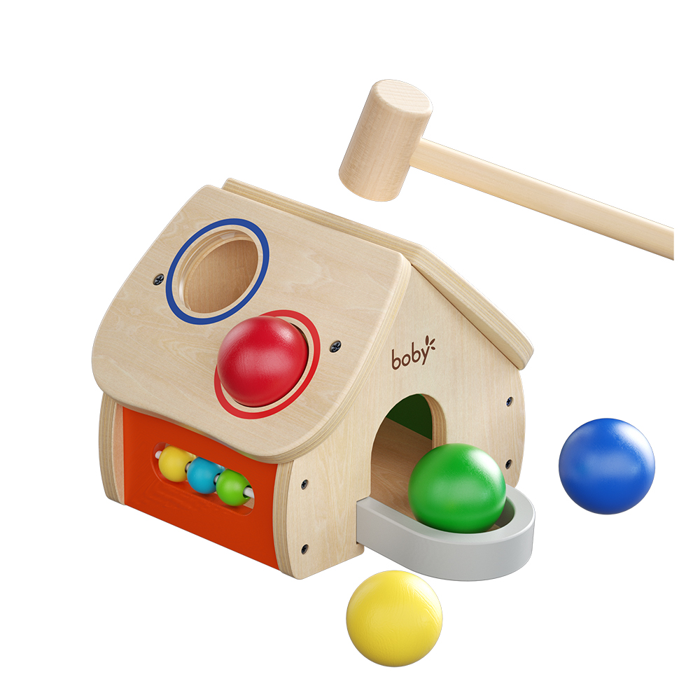 Wooden Pounding House-Natural