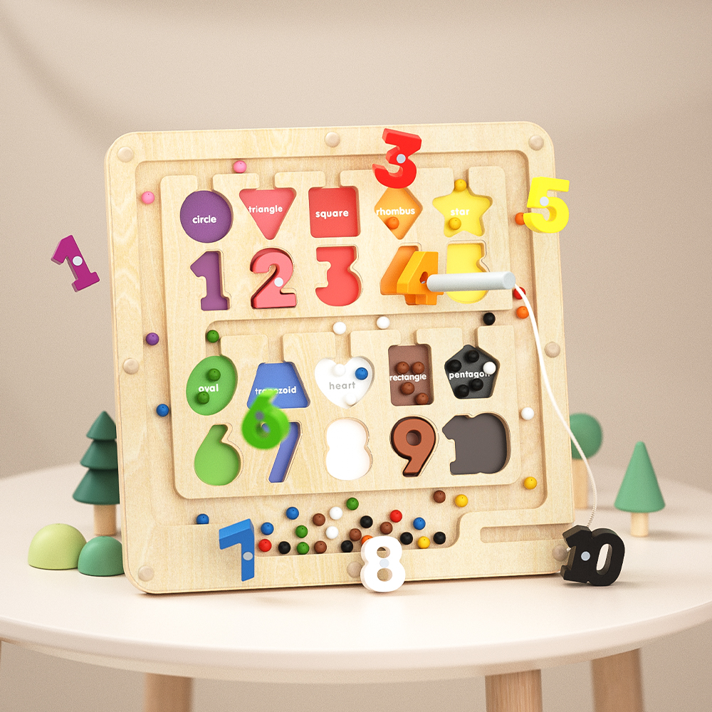 Wooden Magnetic Maze-Number & Shape