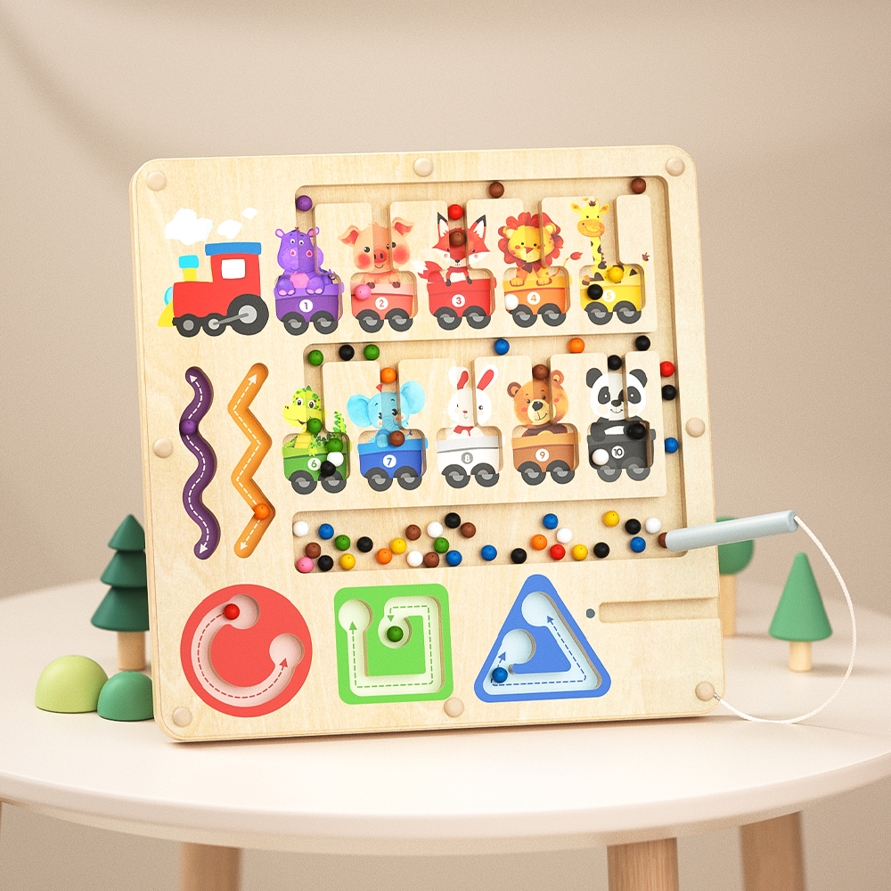 Wooden Magnetic Maze-Zoo Train