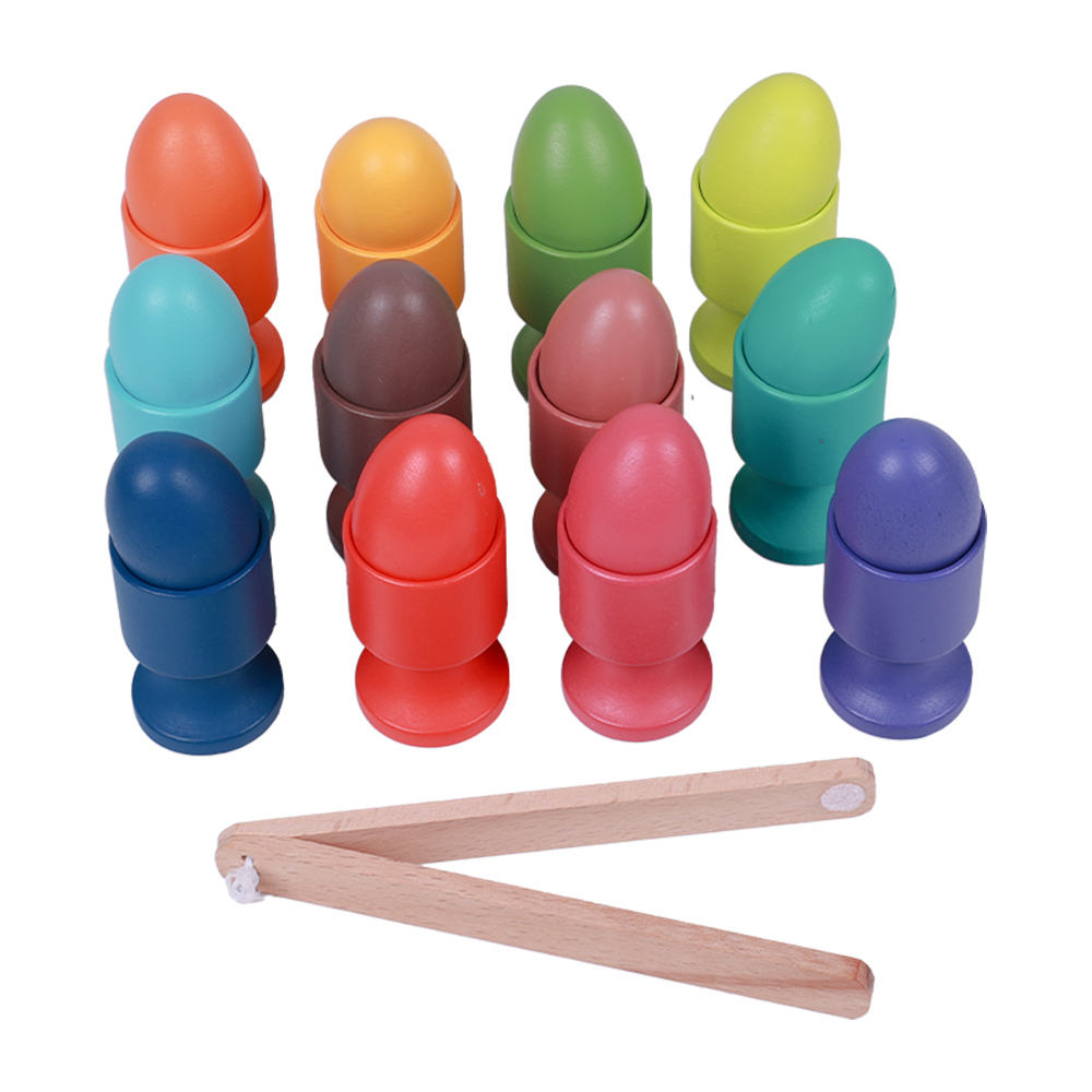 Rainbow Wooden Egg‑Cup Matching Sensory Toy