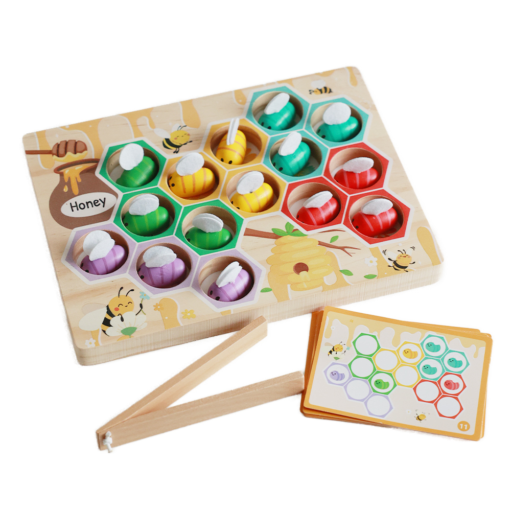 Wooden Bee Picking Hive Matching Game