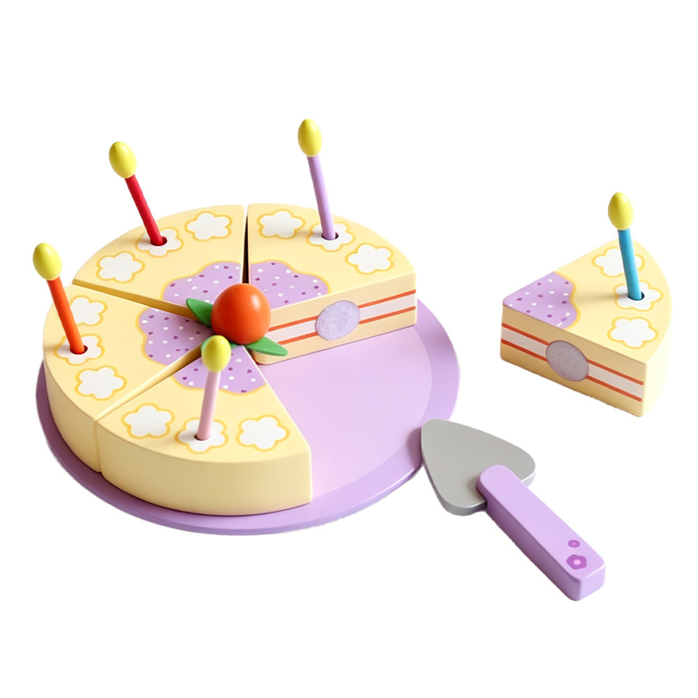 Wooden Birthday Cake with Candles